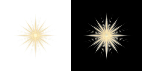 Fototapeta premium Golden light starburst lens flare isolated on transparent background