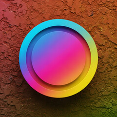 Fototapeta premium Colorful Gradient Circle Abstract 3D Shape on Textured Background.