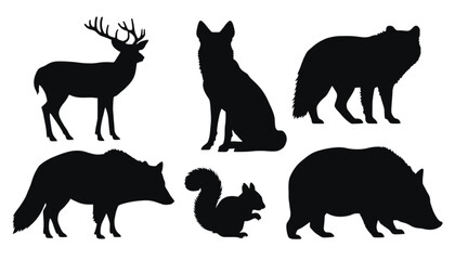 Fototapeta premium A collection of black animal silhouettes on a white background