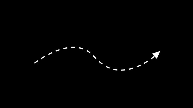 Simple white dashed arrow icon pointing upwards on a black background