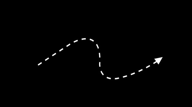 Simple white dashed arrow icon pointing to the upper right corner on a solid black background