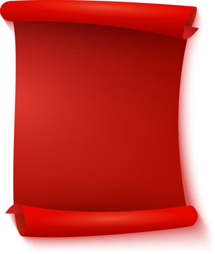 Blank red scroll banner with rolled edges for event templates and promotional signage.
