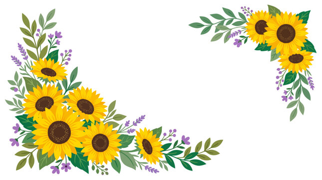 Sunlit Meadow Floral Corner with Sunflowers and Wildflower Foliage
