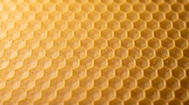 Macro Close-Up of Natural Beeswax Honeycomb Texture