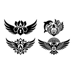 Fototapeta premium Tribal Wings Emblem Set Collection Symbol