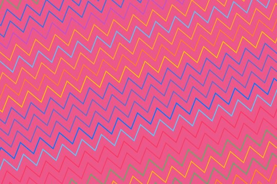 Colorful zigzag pattern on pink background for design