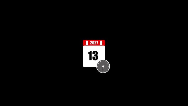 Calendar date with a moving clock hand animation