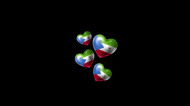 Realistic EQUATORIAL GUINEA Flag Hearts Animation, Love EQUATORIAL GUINEA National Symbol Design