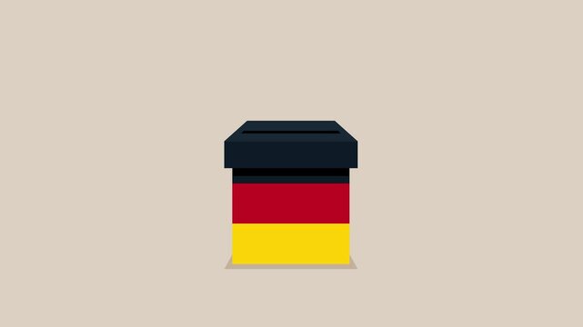 Voting in Germany. Paper ballots to election box. Election box. Business animation video