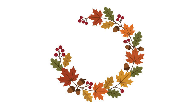 Minimalist autumn wreath featuring elegant seasonal foliage and colorful fall leaves