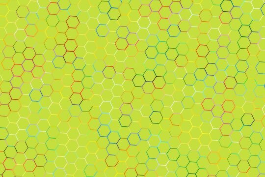 Green molecular structure background with hexagon shapes