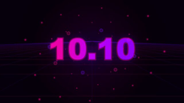 Neon Pulsing Typography with Retro Grid and Particles