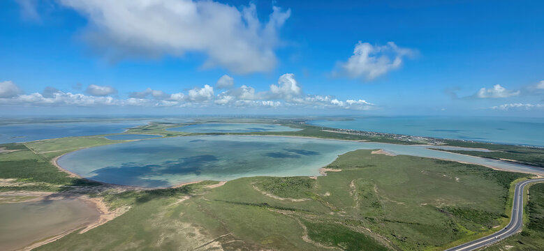 Aerial view near Port Isabel and Laguna Heights in Cameron County Texas