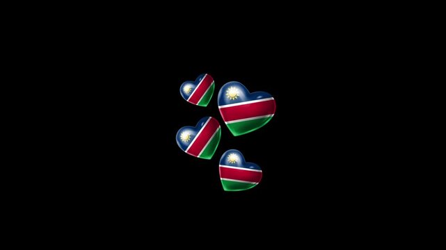Realistic NAMIBIA Flag Hearts Animation, Love NAMIBIA National Symbol Design
