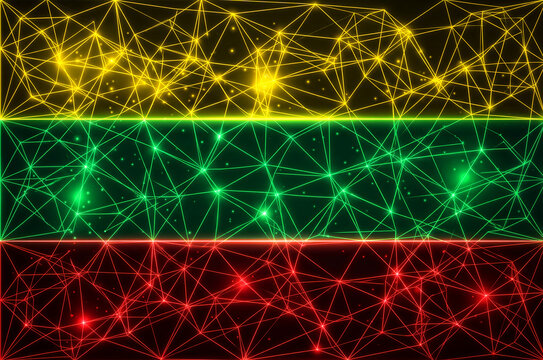 Lithuania flag digital network, neon plexus connection background, futuristic Lithuanian technology concept