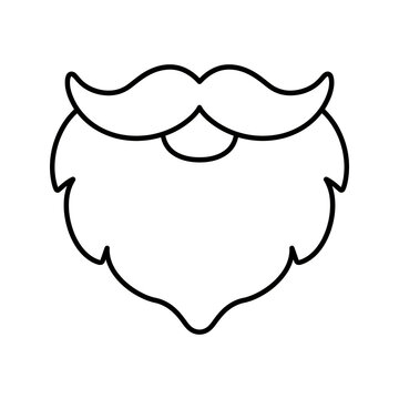 Santa beard and mustache outline icon for christmas holiday characters.