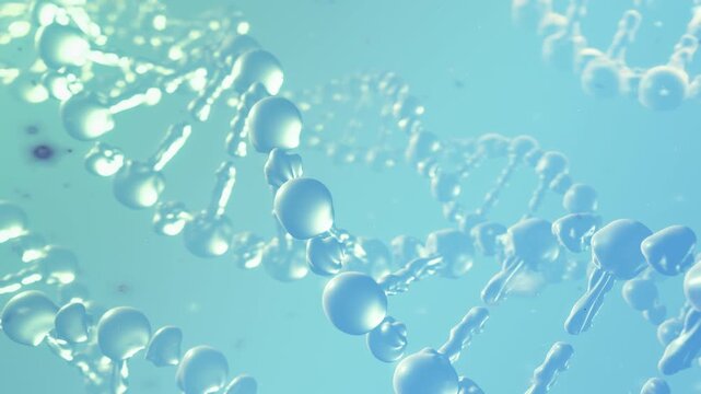 DNA is destroyed by viruses. Nerve Cell Structure with DNA Background - Scientific 3D Motion Graphic