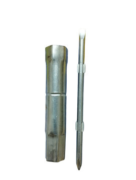 Metal pen and pencil holder with cap