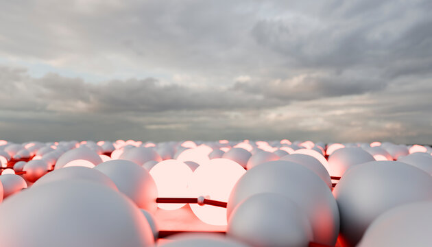 Glowing connected white spheres