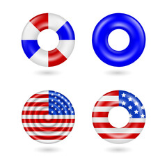 Colorful lifebuoys for summer safety and patriotic decoration on transparent background © Plabon