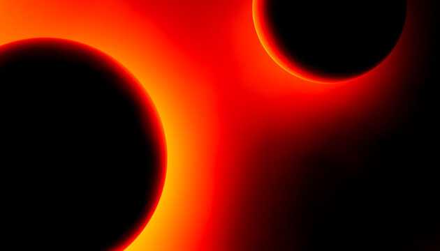 A digital illustration of a solar eclipse with glowing orange and red