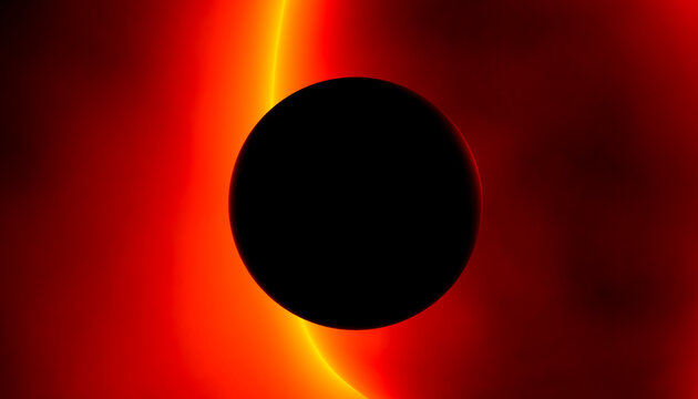 A solar eclipse with the moon covering the sun and glowing corona