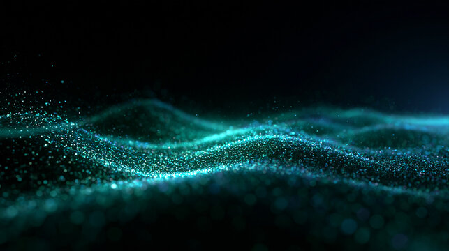 Abstract Digital Particle Wave Glowing on Dark Background