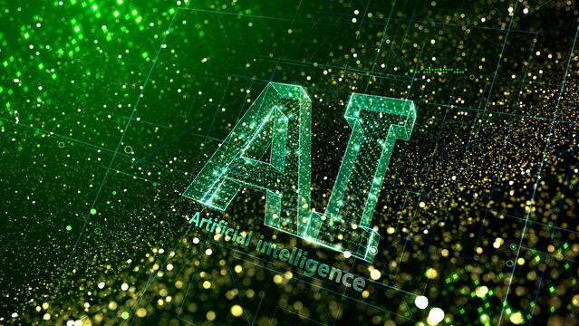 AI artificial intelligence digital network computer technology 3D illustration background.