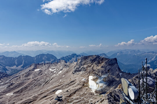Futuristic Summit Station Architecture with Alpine Mountain View at Mount Zugspitze