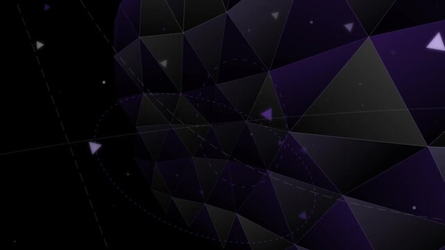 Geometric abstract digital art with triangles with abstract animation on transparent background