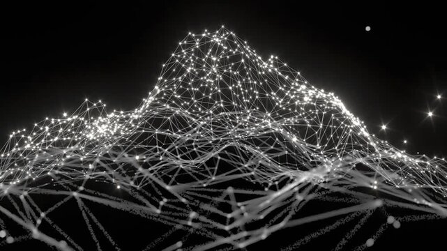 Low poly grid AI education connections bg seamless looped animation 4k