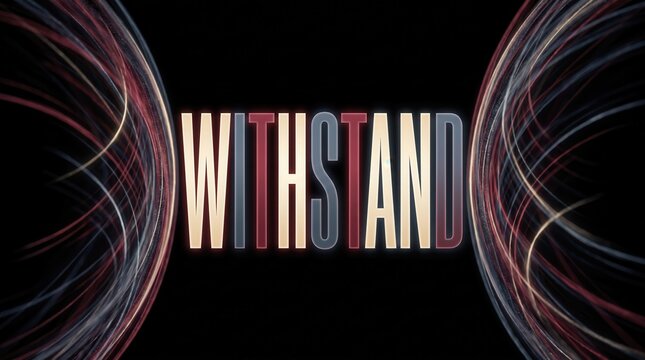 Withstand text typography design with abstract light streaks