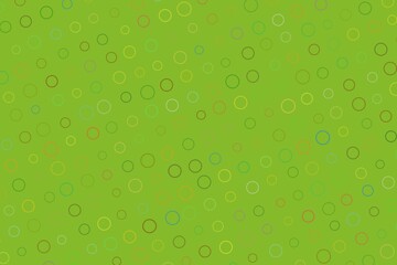 Fototapeta premium Green background with scattered colorful circles and squares