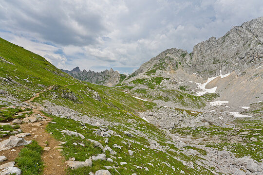 Scenic mountain hiking trail in Durmitor National Park