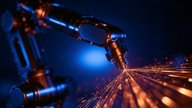 Robot arm producing data stream in industrial manufacturing setting
