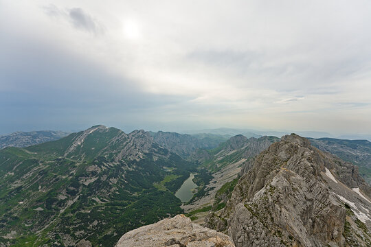 Panoramic view of Bobotov Kuk mountainunder dramatic cloudy sky