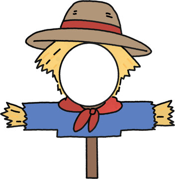 Cute scarecrow face hole photo cutout template