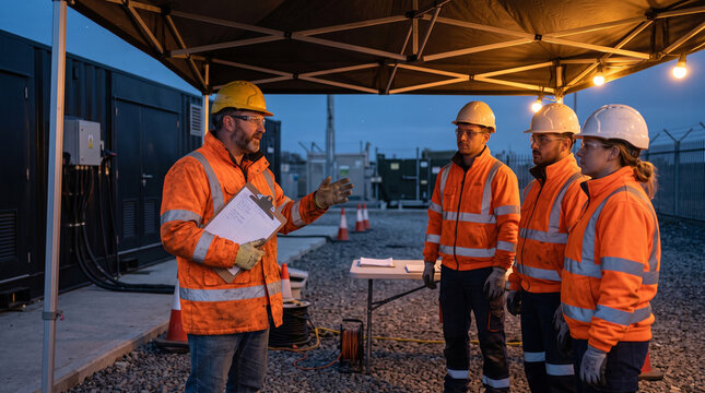Utility team debriefs after battery storage response exercise