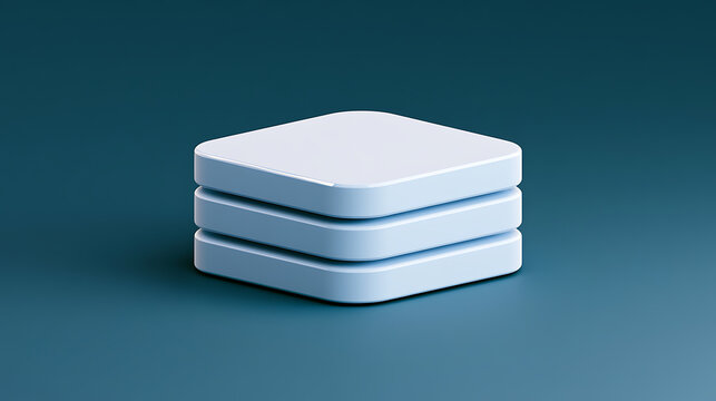 Minimalist 3d stack icon symbolise database system digital data server storage structure network security website backend info concept