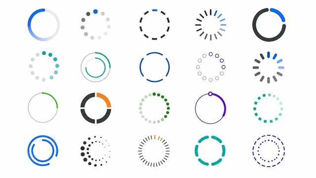 Circular Loading Spinner and Progress Indicator Icon Set