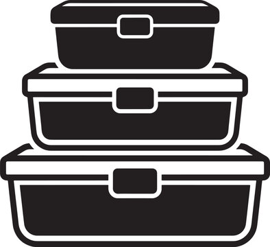 Stacked food storage containers black and white of three lunch boxes food container plastic box