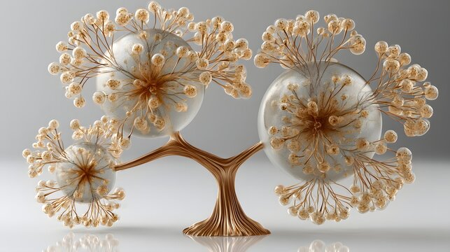Ornamental sculpture features golden tree branches