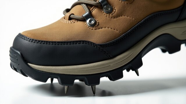 Close up of a shoe with spikes, suitable for sport or action scene