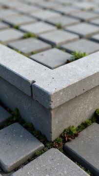 A close-up of a concrete bench on a sidewalk, perfect for urban or city-themed projects