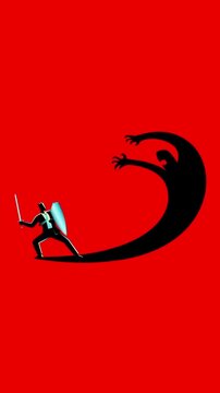 Businessman Fighting His Own Shadow, Symbolizing Inner Struggle, Self Doubt, Personal Battle and Overcoming Challenges
