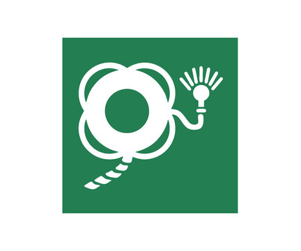 E043 &ndash; Lifebuoy with line and light icon sign. Safety condition sign pictogram illustration on transparent background. 

