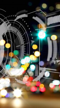 Animation of statistics and data processing over cityscape