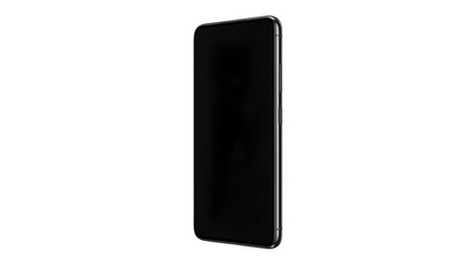 Modern black smartphone with a blank screen standing upright © Mustafa Stock