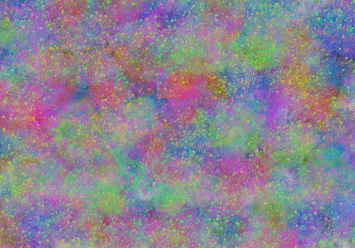 Abstract splatter background with vibrant multicolored paint and speckled texture