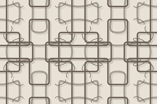 Greige geometric seamless pattern, kaleidoscope interlocking lines